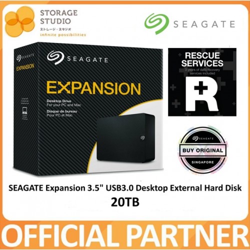 SEAGATE 20TB Expansion Desktop Ext.Drive 3.5" in USB. SEAGATE Singapore Local 3 Years Warranty